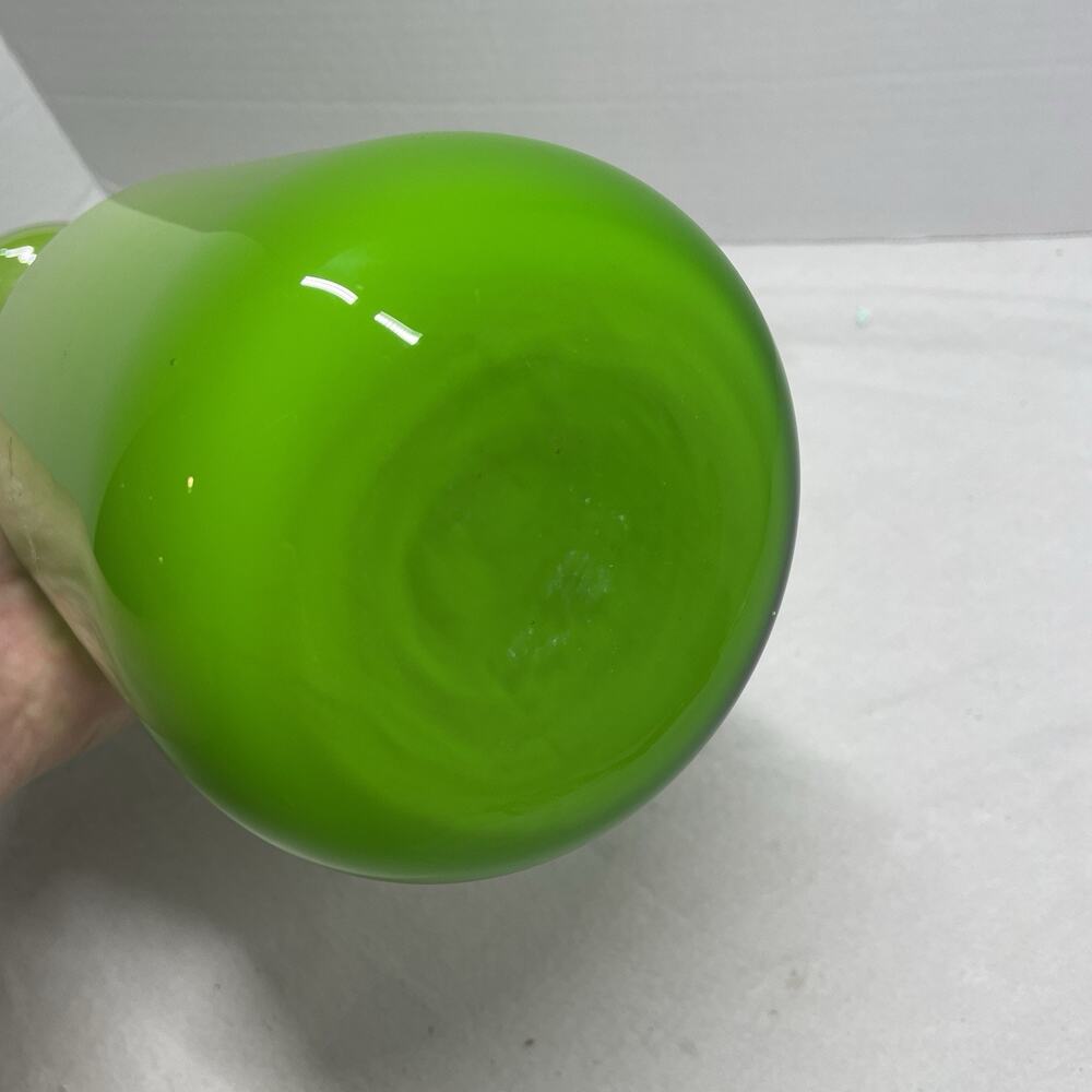 LSA International Blown Art Glass Vase Lime Green White Cased 12.5 Inches Poland - Picture 7 of 8